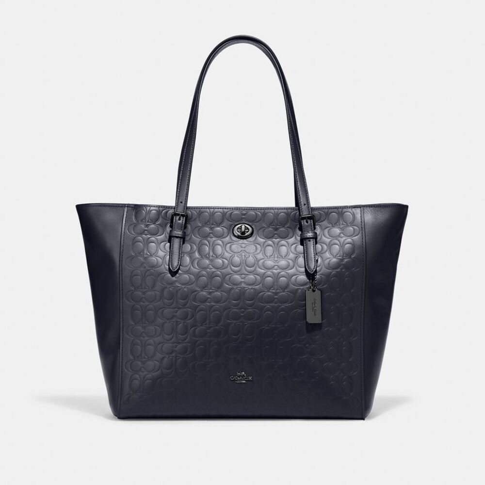ALMOST PERFECT Coach Turnlock Tote In Signature Leather - Picture 1 of 6